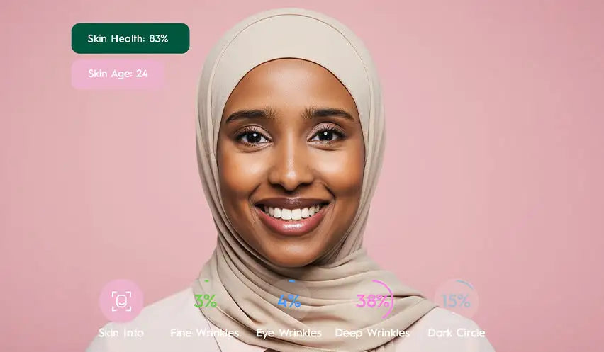 Beige hijab with floral pattern and elastic edge, designed by hijabi fashion co.