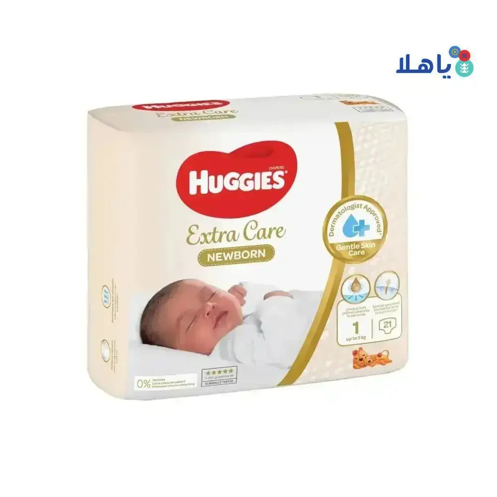 Huggies - Huggies Extra Care New Born No.1 (0 - 5Kg) 21Pcs - Pharmazone - 