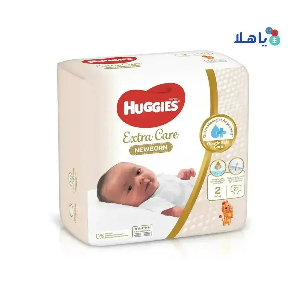 Huggies - Huggies Extra Care New Born No.2 (4 - 6Kg) 21Pcs - Pharmazone - 