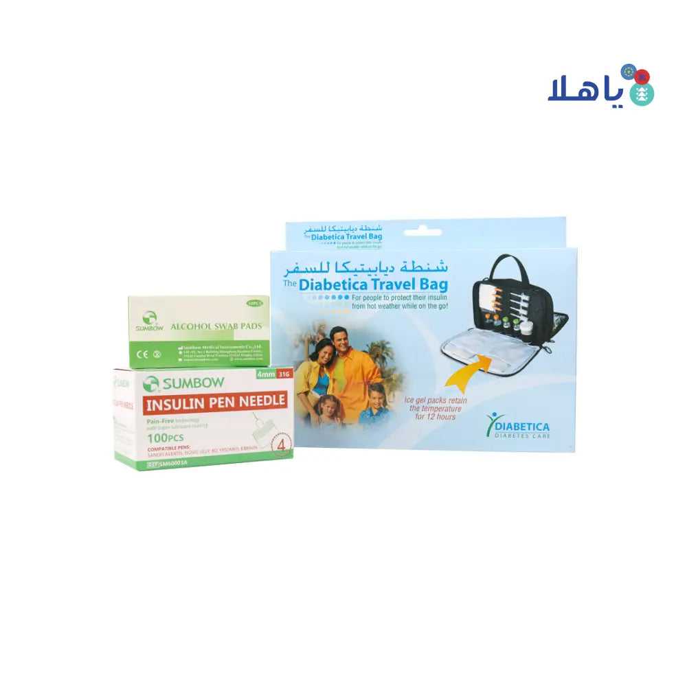 Insulin Cooling bag + Needles + Alcohol Swabs Set