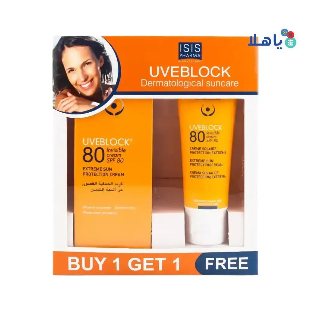 ISIS PHARMA - ISIS UVeblock SPF80 Invisible Cream 40ml 1+1 Offer - Pharmazone - 