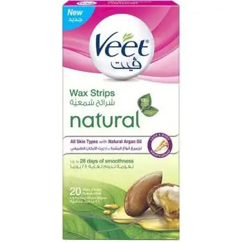 VEET WAX STRIPS FOR ALL SKIN TYPES ARGAN OIL 20 PCS