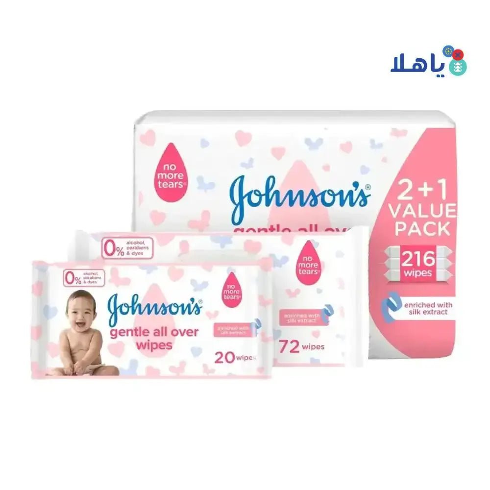 J&J - Johnson's Gentle All Over Wipes 72Pcs (2+1) - Offer - Pharmazone - 