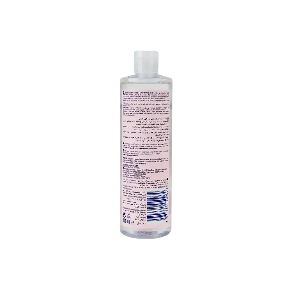 J&J - Johnson's Micellar Rose Cleansing Water 400ml - Pharmazone - 