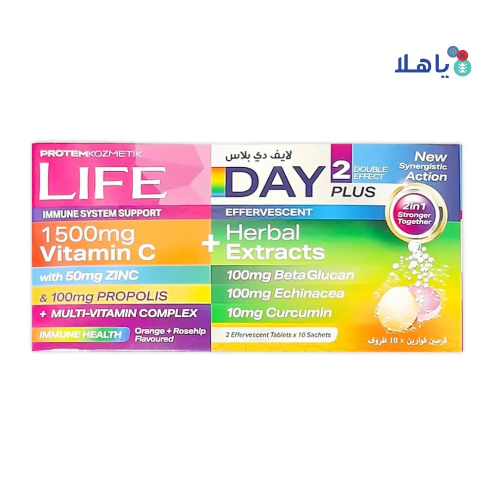 LIFE VIT-C 1500MG DAY PLUS 2 EFF.TAB X 10 SACHETS