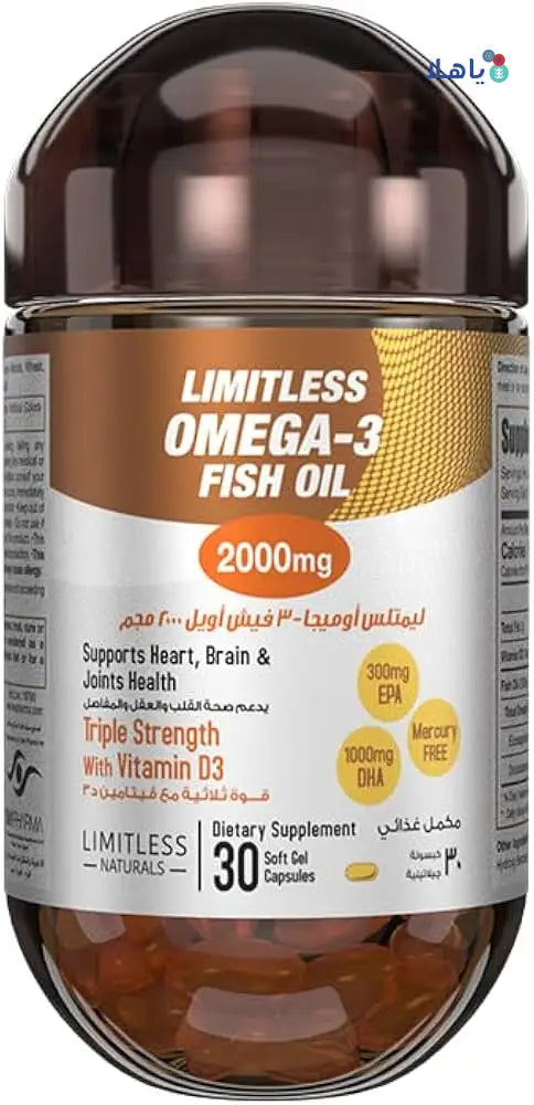 Limitless Omega 3Fish Oil 2000mg 30Soft Gel Cap