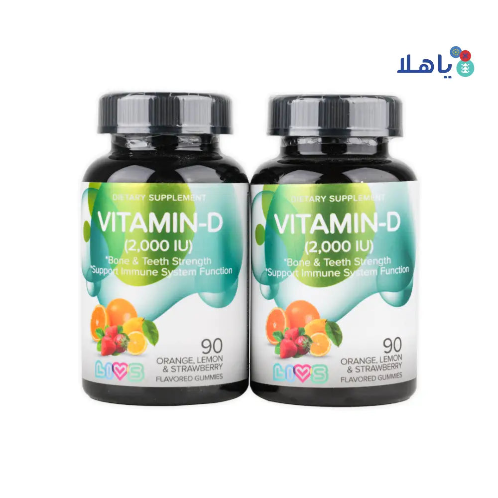 Livs Vitamin-D (2000Iu) Orange Lemon & Straw Flavor 90 Gummies Set