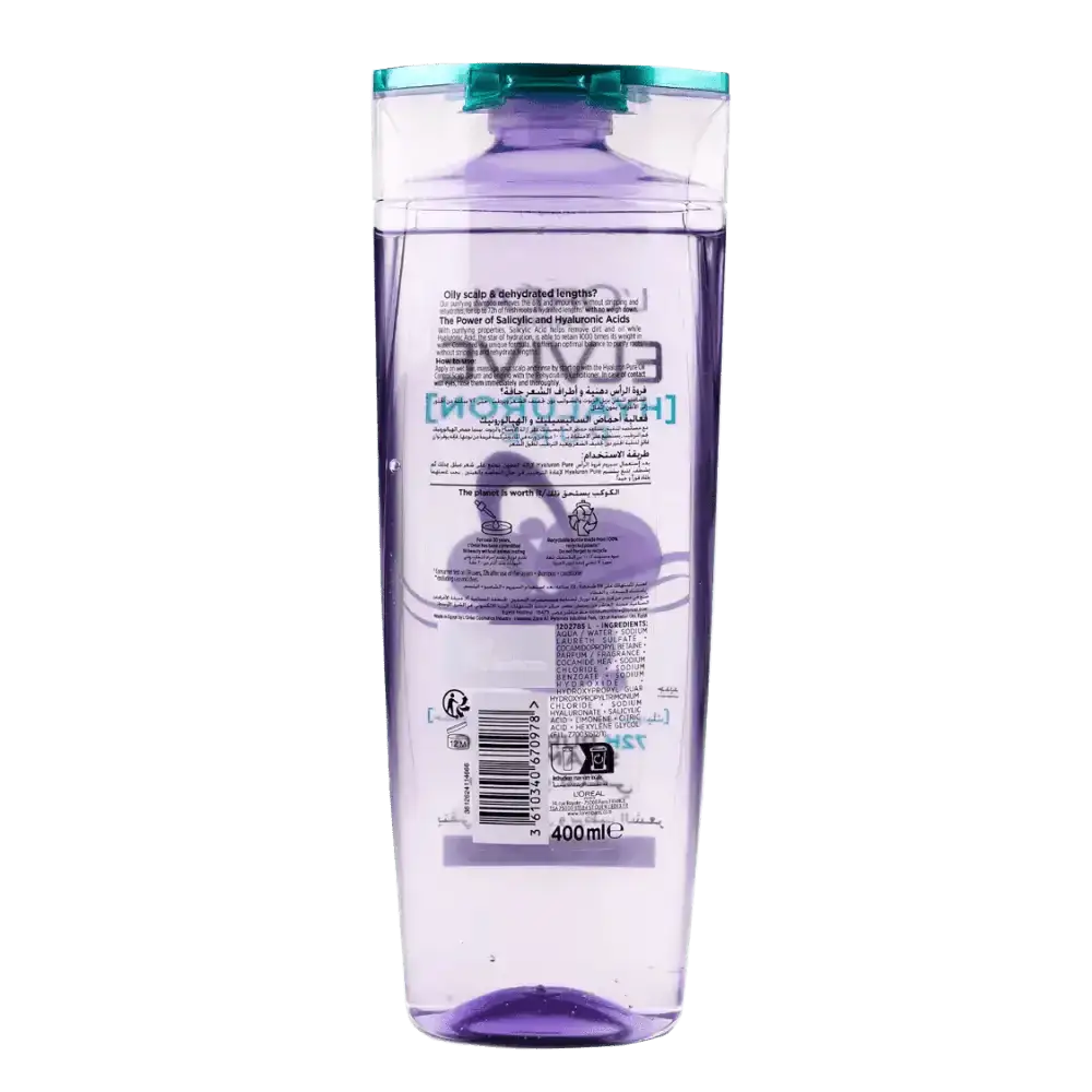 L'OREAL - L'oreal Elvive Hyaluron Pure 72H Shampoo 400ml - Pharmazone - 