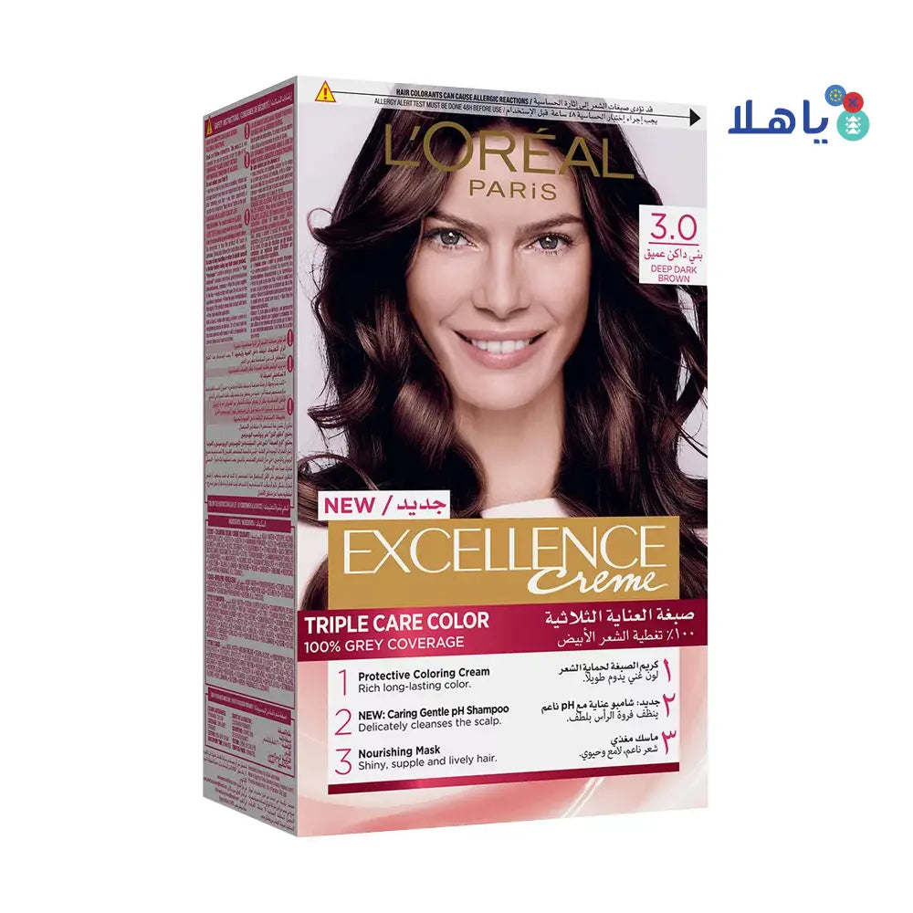 L'oreal Excellence Creme Triple Care Color-3.0 DeepDarkBrown