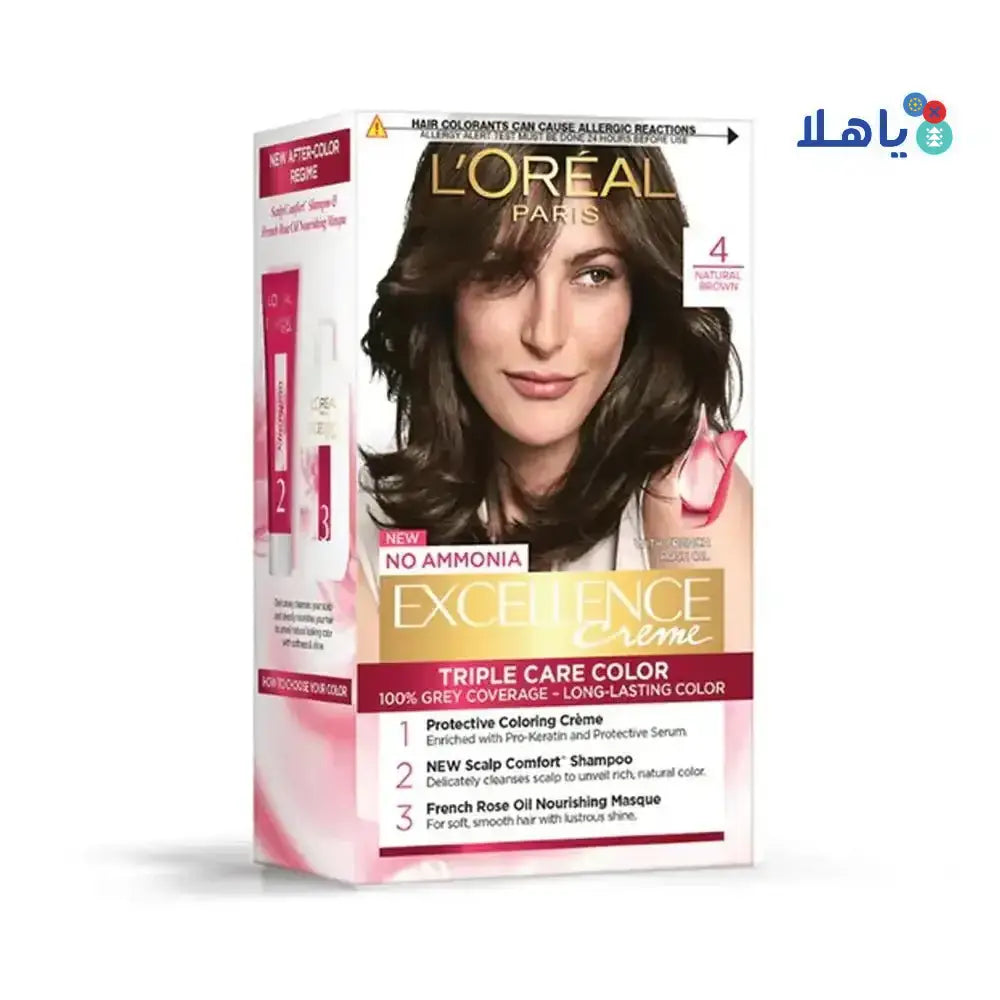 L'OREAL - L'oreal Excellence Creme Triple Care Color - 4 Brown - Pharmazone - 