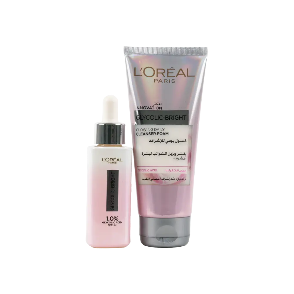 L'oreal Glycolic-Bright Serum30ml+Glowing Cleanser Foam100ml