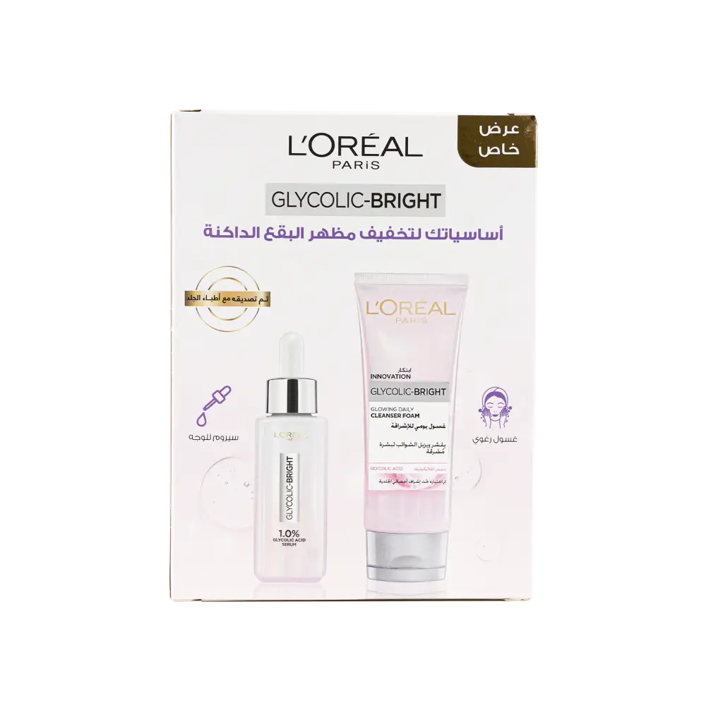 L'oreal Glycolic-Bright Serum30ml+Glowing Cleanser Foam100ml