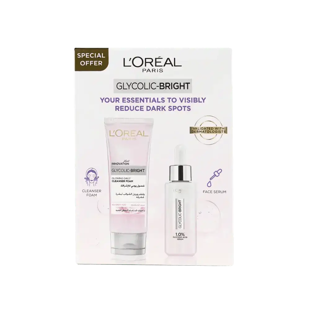 L'OREAL - L'oreal Glycolic - Bright Serum30ml+Glowing Cleanser Foam100ml - Pharmazone - 