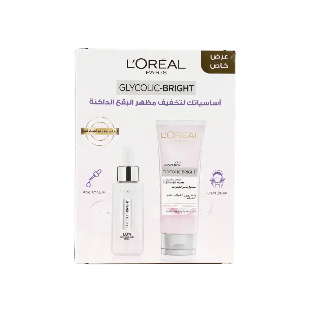 L'OREAL - L'oreal Glycolic - Bright Serum30ml+Glowing Cleanser Foam100ml - Pharmazone - 