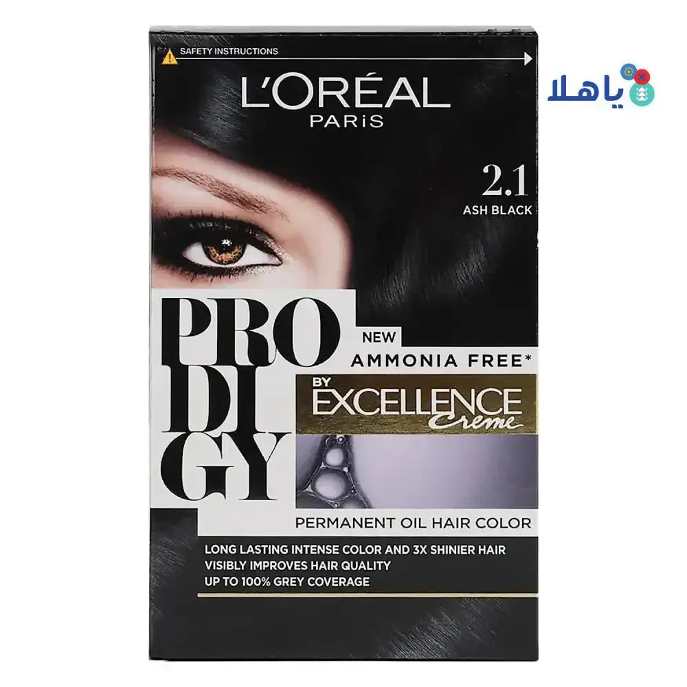 L'OREAL - L'oreal Prodigy Permanent Oil hair Color - 2.1 Ash Black - Pharmazone - 