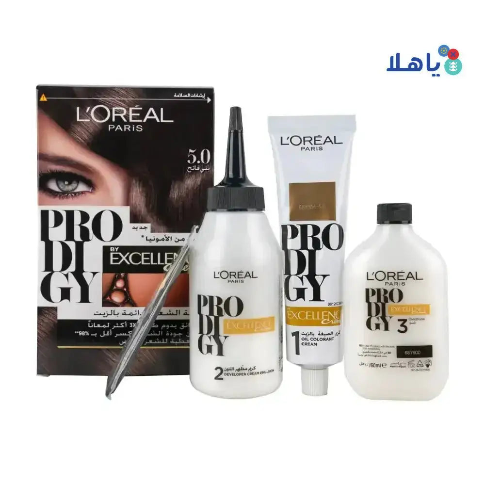 L'oreal - L'oreal Prodigy Permanent Oil Hair Color - 5.0 Light Brown - Pharmazone - 