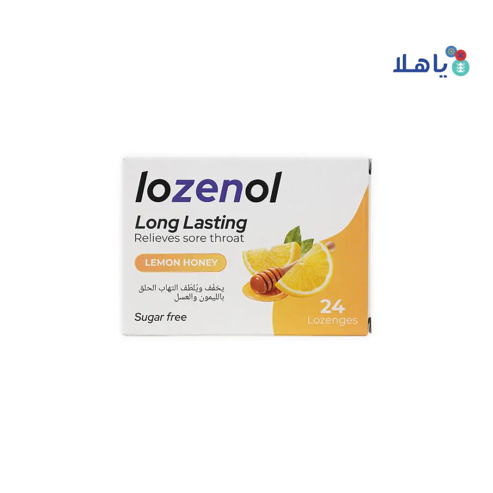 Lozenol Long Lasting Sugar Free 24 Lozenges-Lemon Honey