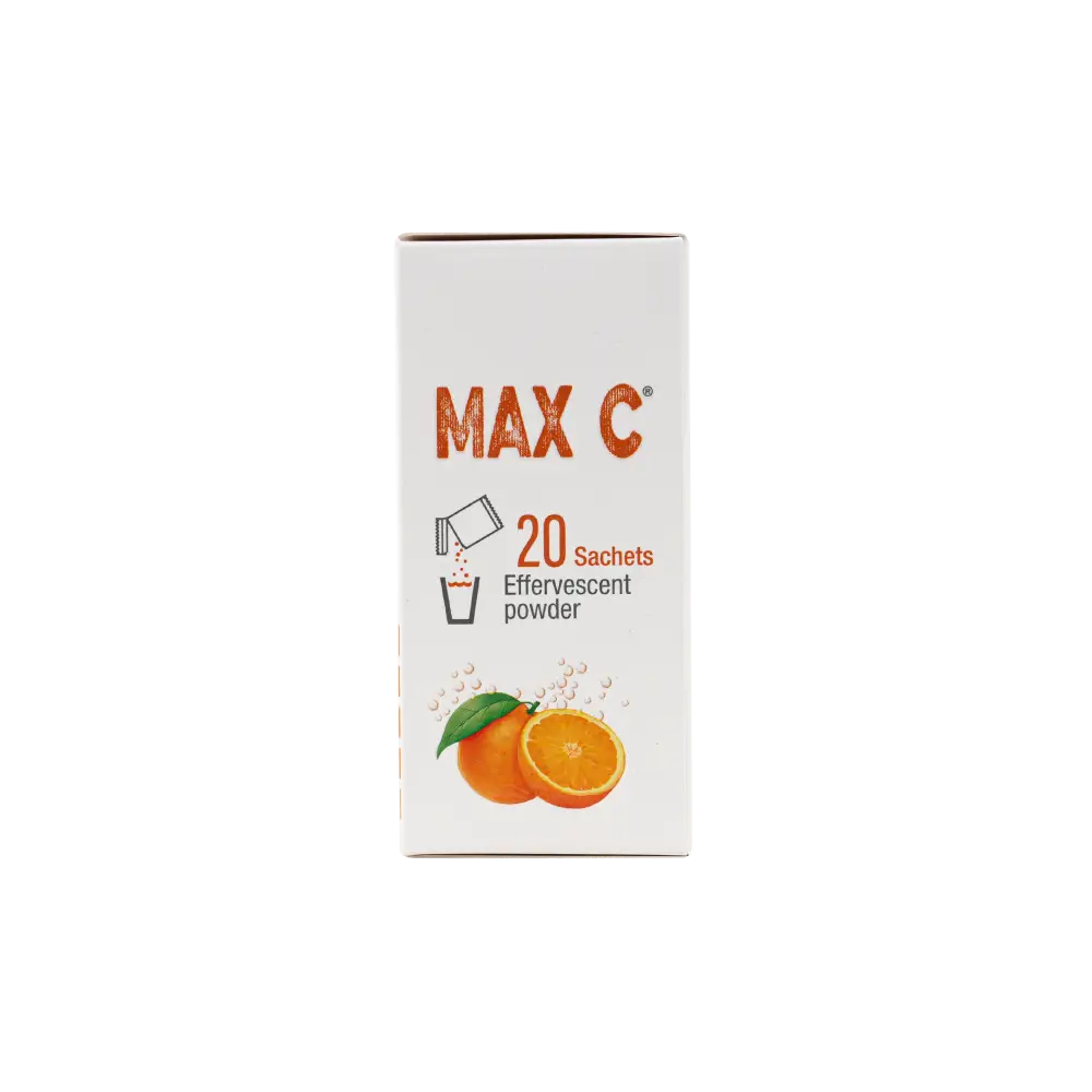 Max C Effervescent Powder Vitamin C & Zinc 20 Sachets