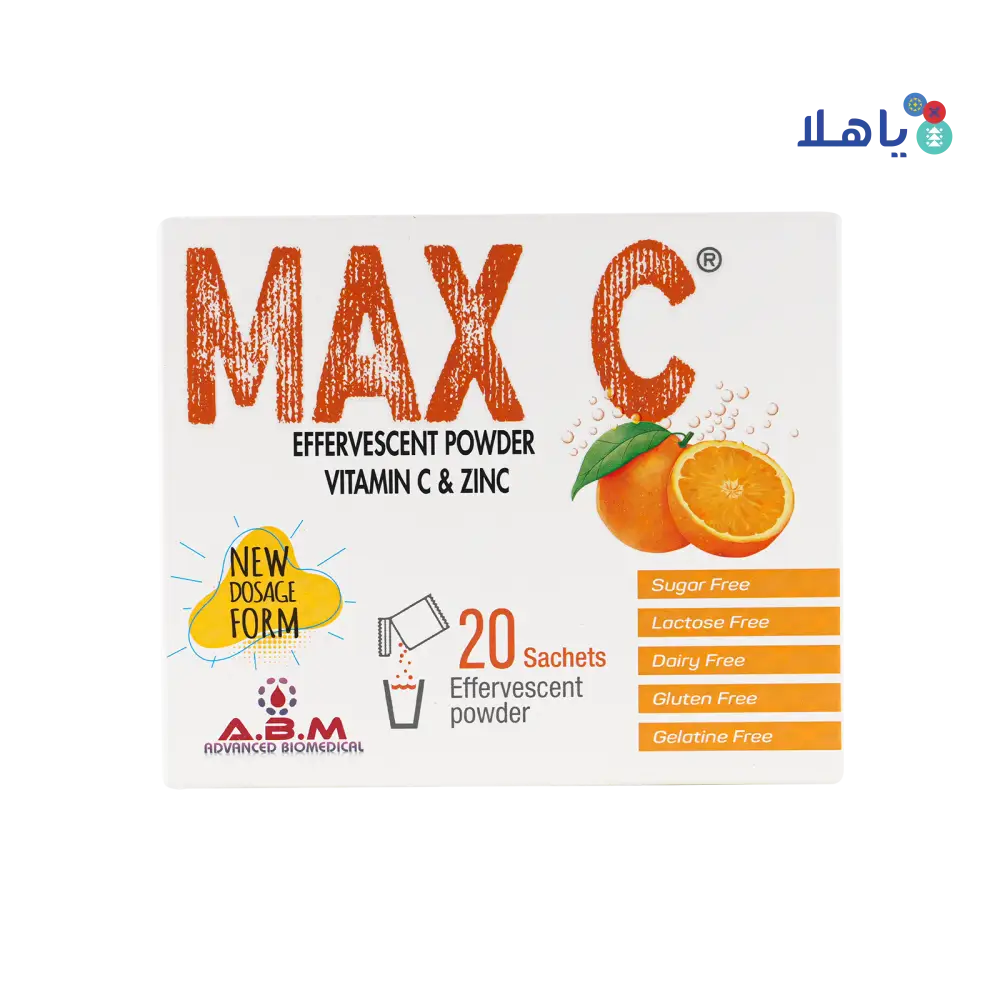 Max C Effervescent Powder Vitamin C & Zinc 20 Sachets