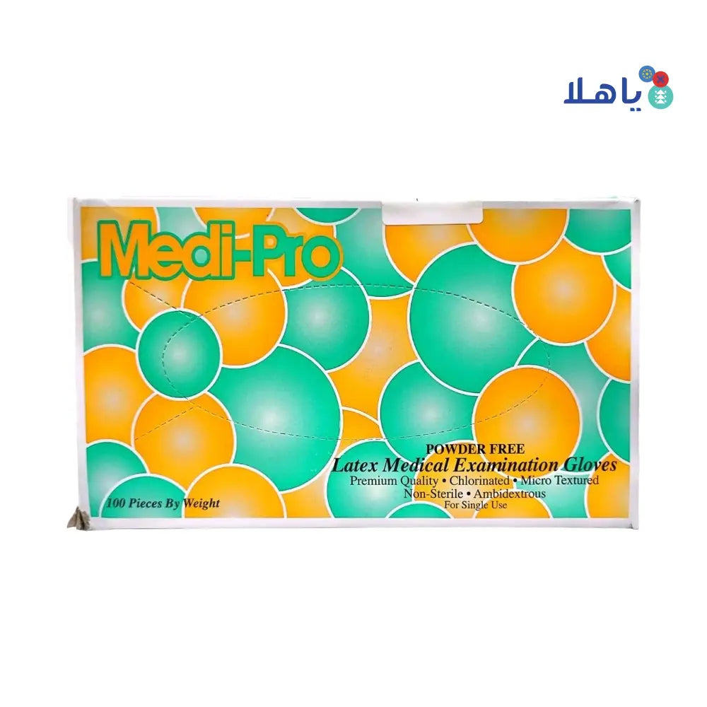 Medi-Pro Latex Powder Free Gloves 100Pcs - Medium