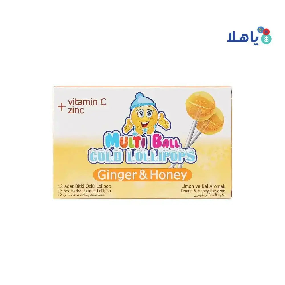 Multiball - Multi Ball Cold Lollipops 12pcs - Ginger & Honey - Pharmazone - 