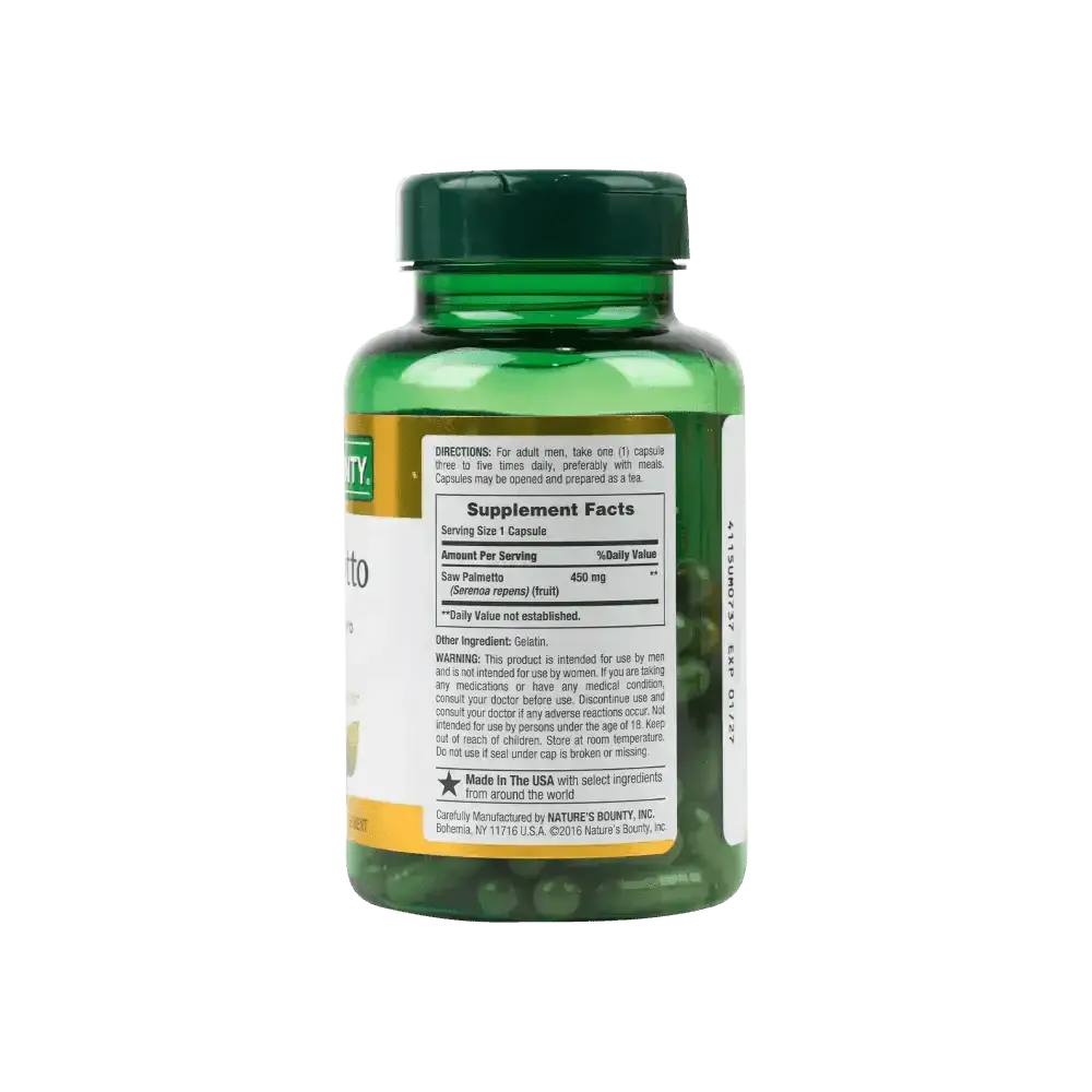 NATURES BOUNTY - Natures Bounty Saw Palmetto 450mg 100 Capsules - Pharmazone - 