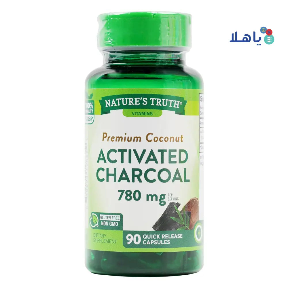 Nature's Truth Activated Charcoal 780mg 90Capsules - Coconut