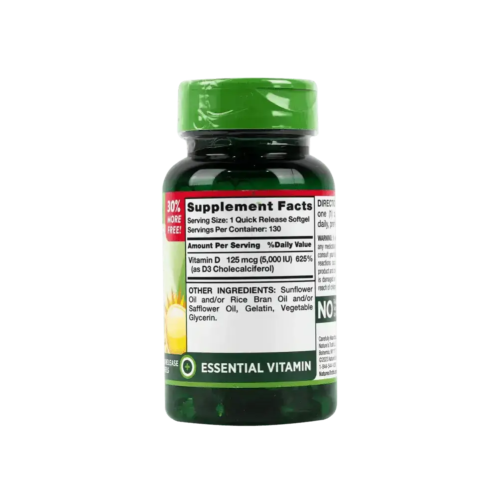 Nature's Truth LLC - Nature's Truth Vitamin D3 5000iu 130 Softgels - High Potency - Pharmazone - 