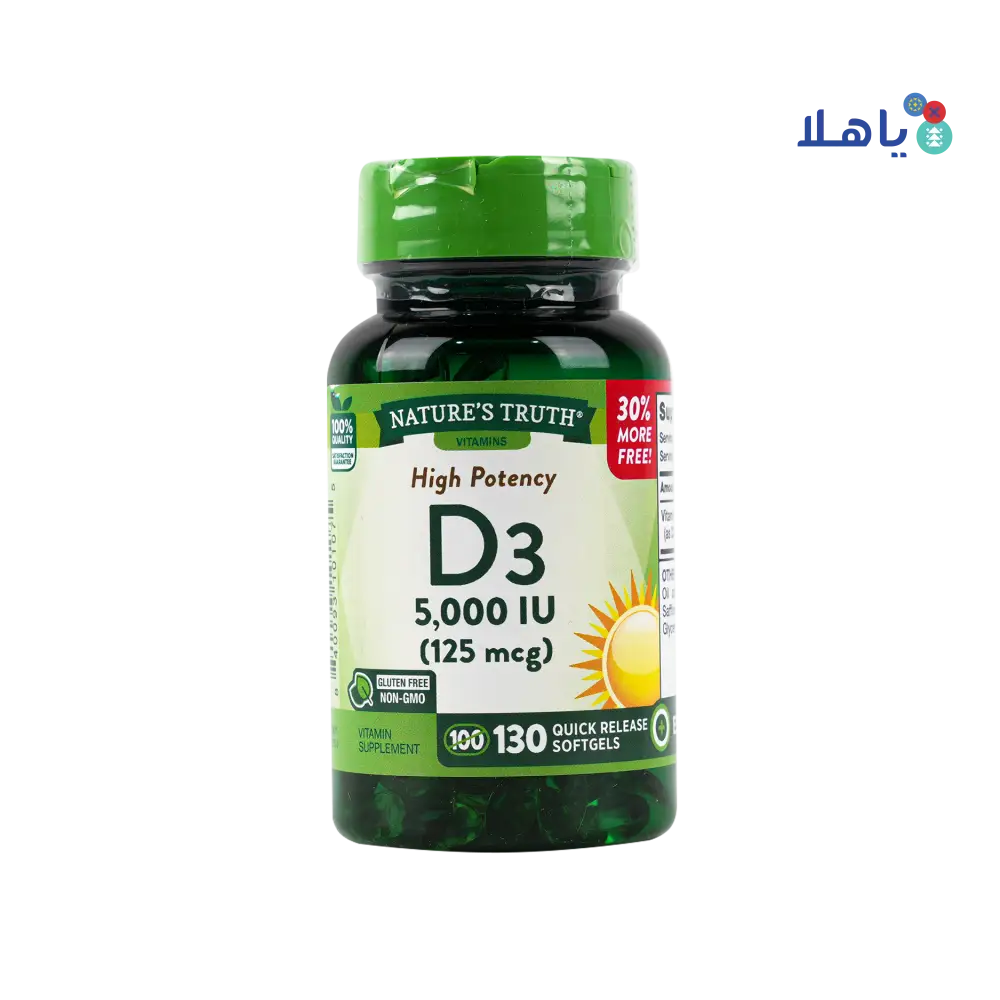 Nature's Truth Vitamin D3 5000iu 130 Softgels - High Potency