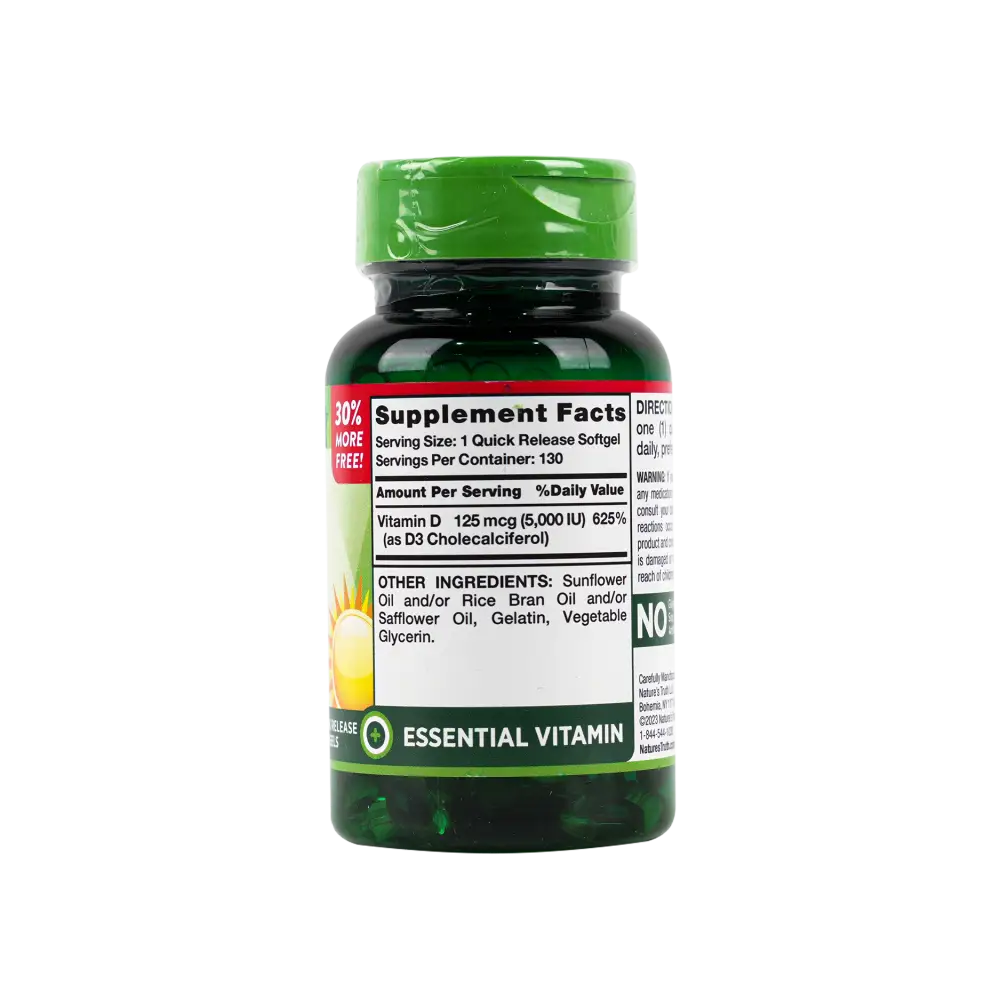 Nature's Truth Vitamin D3 5000iu 130 Softgels - High Potency