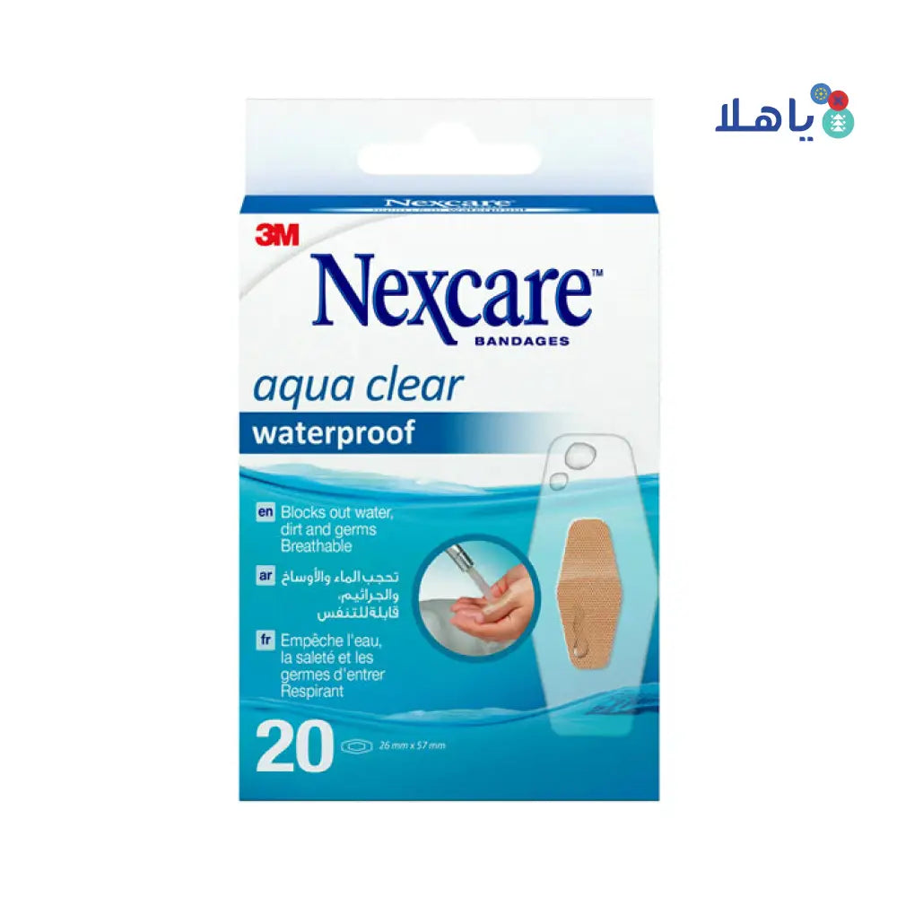 Nexcare Aqua Clear Waterproof 26x57mm Bandages 20pcs