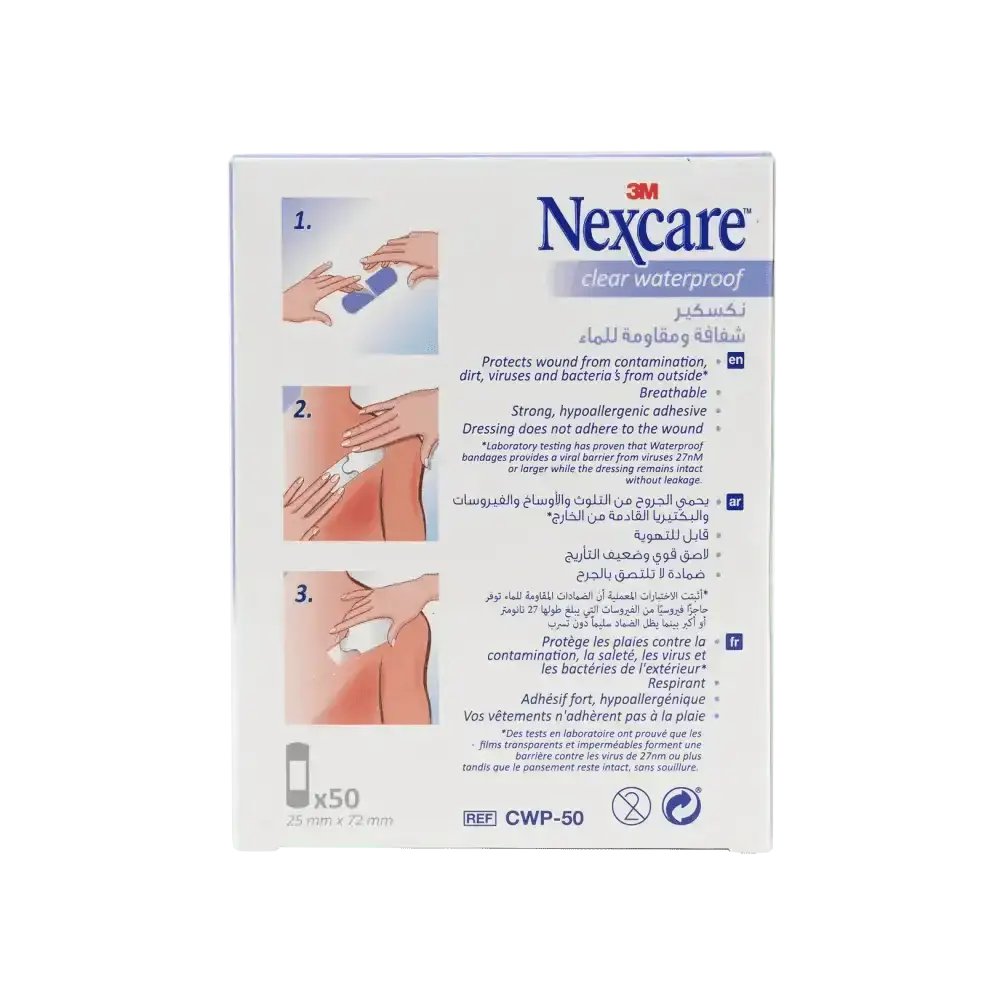 Nexcare 3M - Nexcare Clear Waterproof 25x72mm 50pcs - CWP 50 - Pharmazone - 