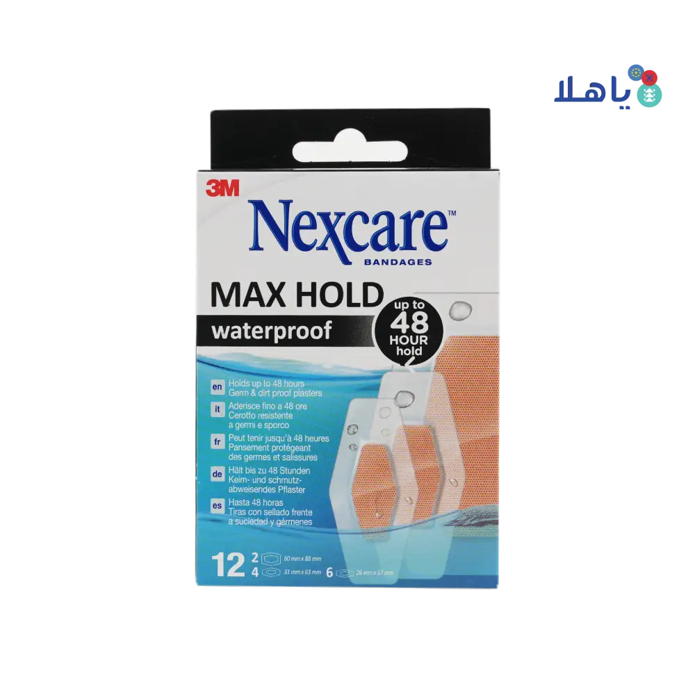 Nexcare Max Hold Waterproof Assorted Bandages 12pcs