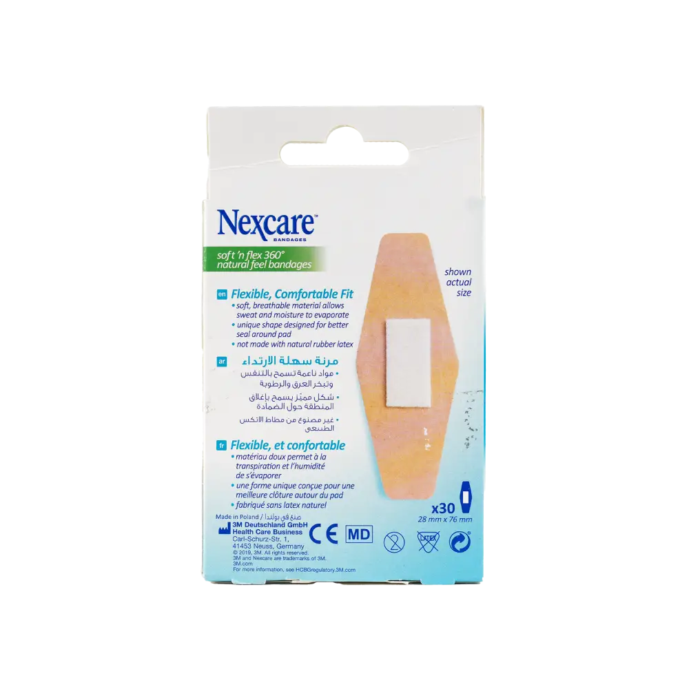 Nexcare Soft & Flex 360 Comfort 28x76mm Bandages 30pcs-SF 30