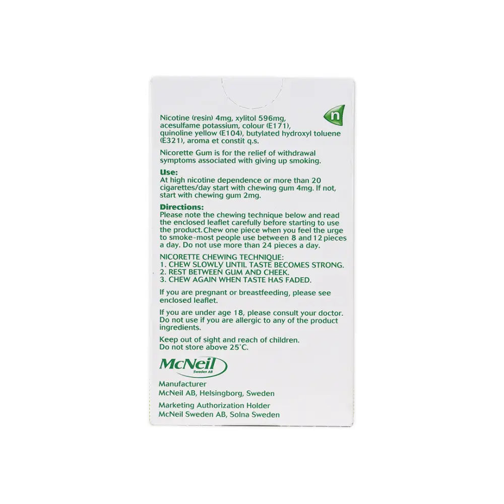 NICORETTE FRESH MINT 4MG GUM 30PCS