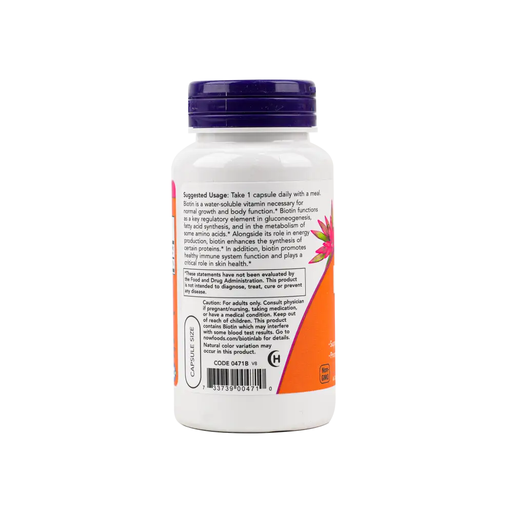 NOW BIOTIN 5000 MCG 60 VEG CAPSULES