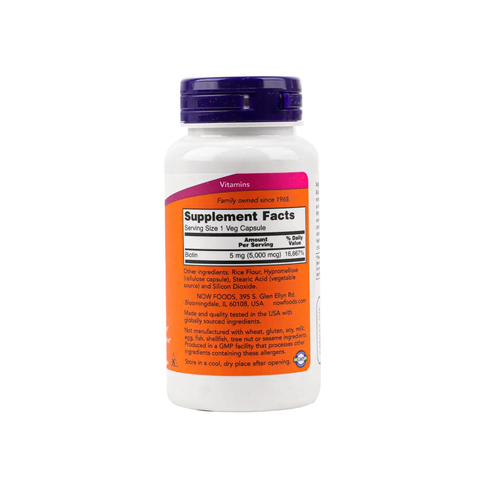 NOW BIOTIN 5000 MCG 60 VEG CAPSULES