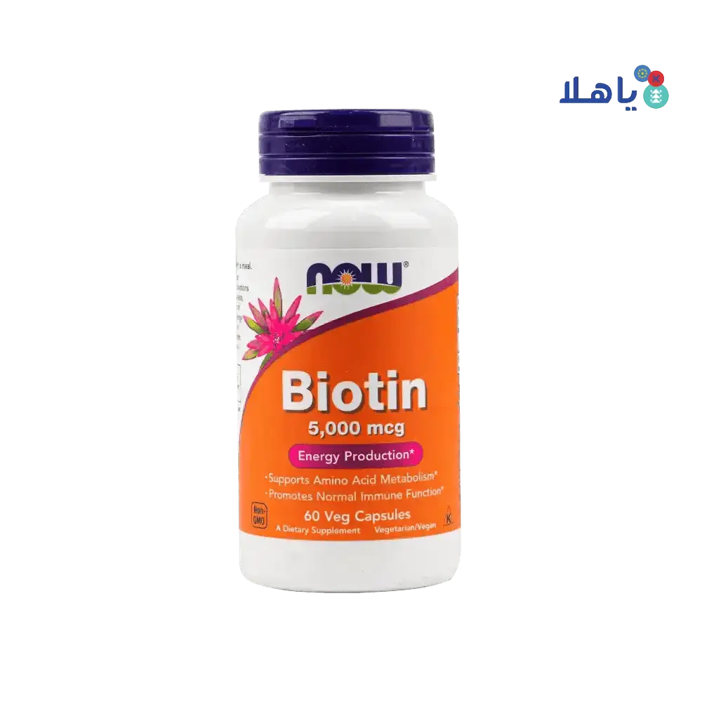 NOW FOODS - NOW BIOTIN 5000 MCG 60 VEG CAPSULES - Pharmazone - 