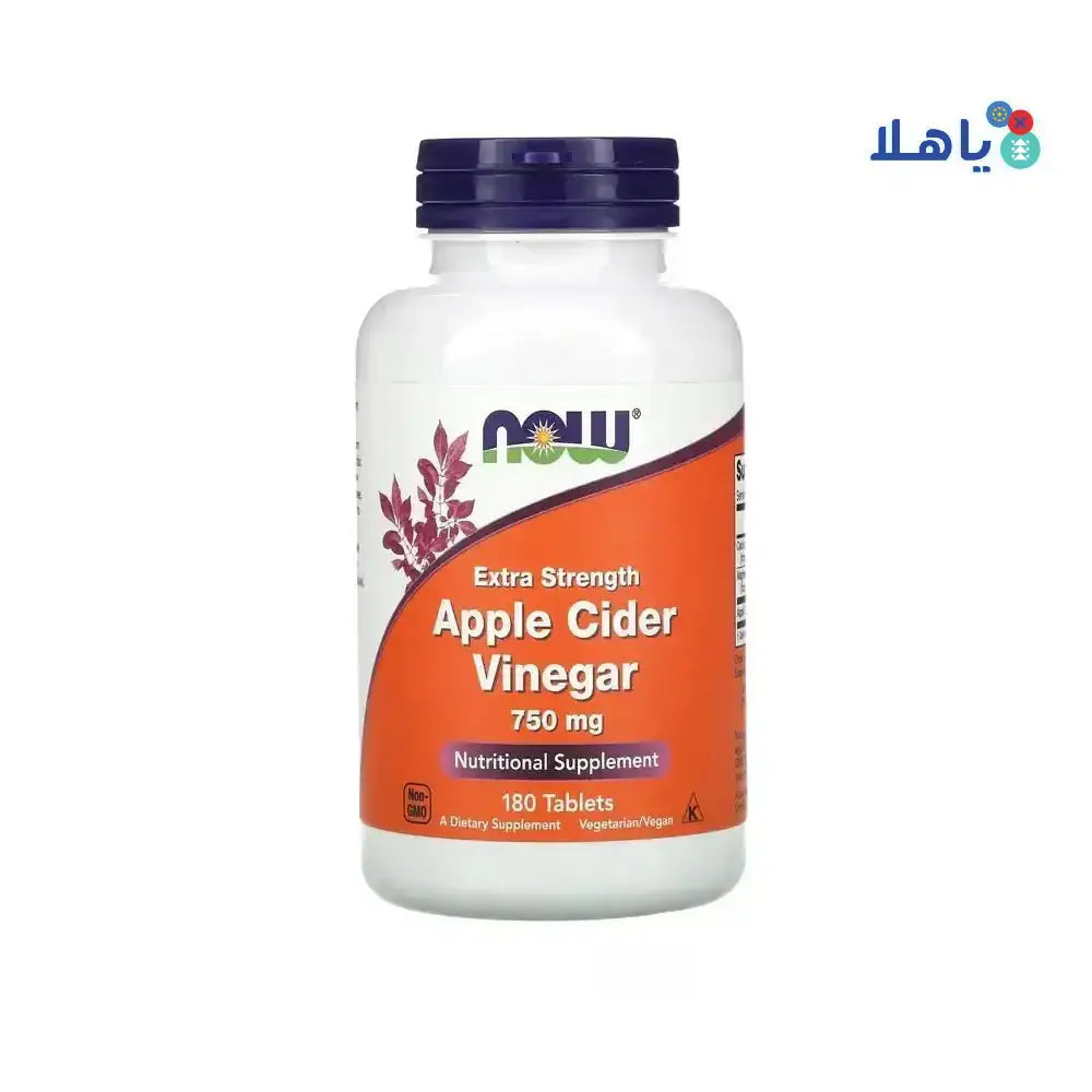 NOW FOODS - Now Extra Strength Apple Cider Vinegar 750 Mg 180 Tablets - Pharmazone - 