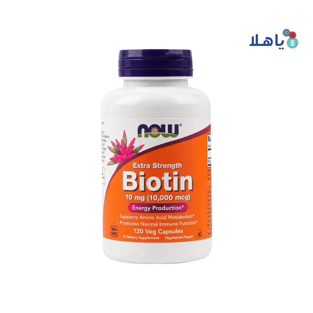 NOW FOODS - NOW EXTRA STRENGTH BIOTIN 10MG(10000 MCG) 120 VEG CAPSULES - Pharmazone - 