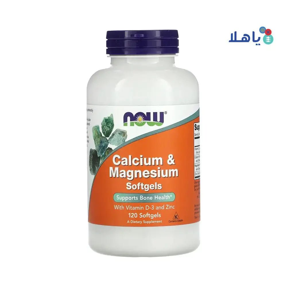 NOW FOODS - NOW CALCIUM & MAGNESIUM WITH VIT D - 3 & ZINC 120 SOFTGELS - Pharmazone - 