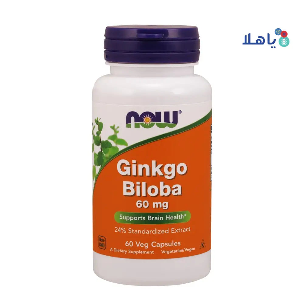 NOW GINKGO BILOBA 60MG 60 VEG CAPSULES