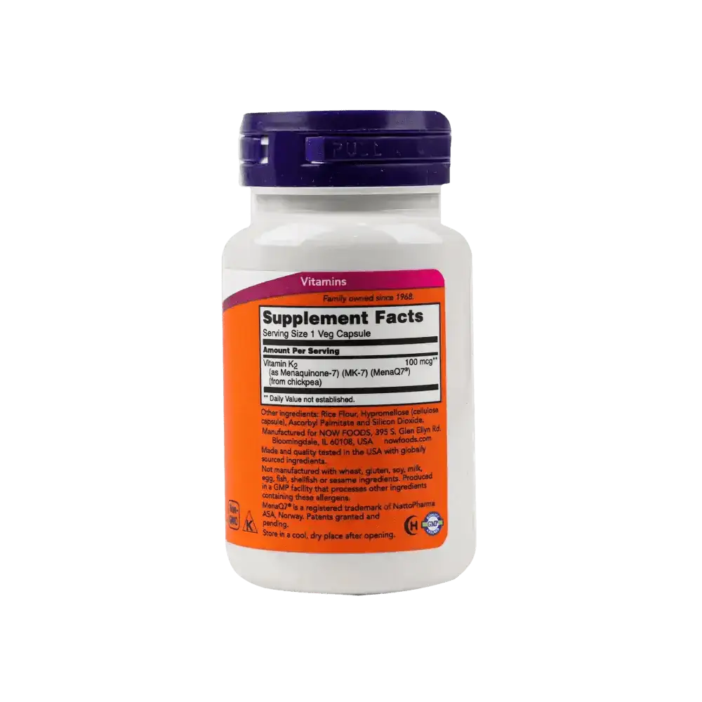 NOW FOODS - NOW MK - 7 VITAMIN K - 2 100MCG 60VEG CAPS - Pharmazone - 