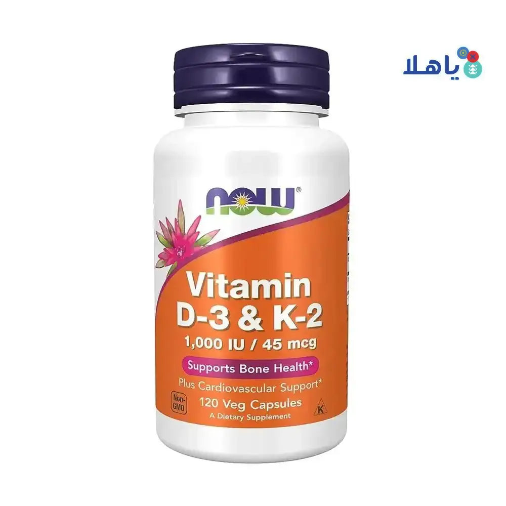 NOW FOODS - NOW VITAMIN D - 3 & K - 2 1000IU - 45MG 120 CAPS - Pharmazone - 