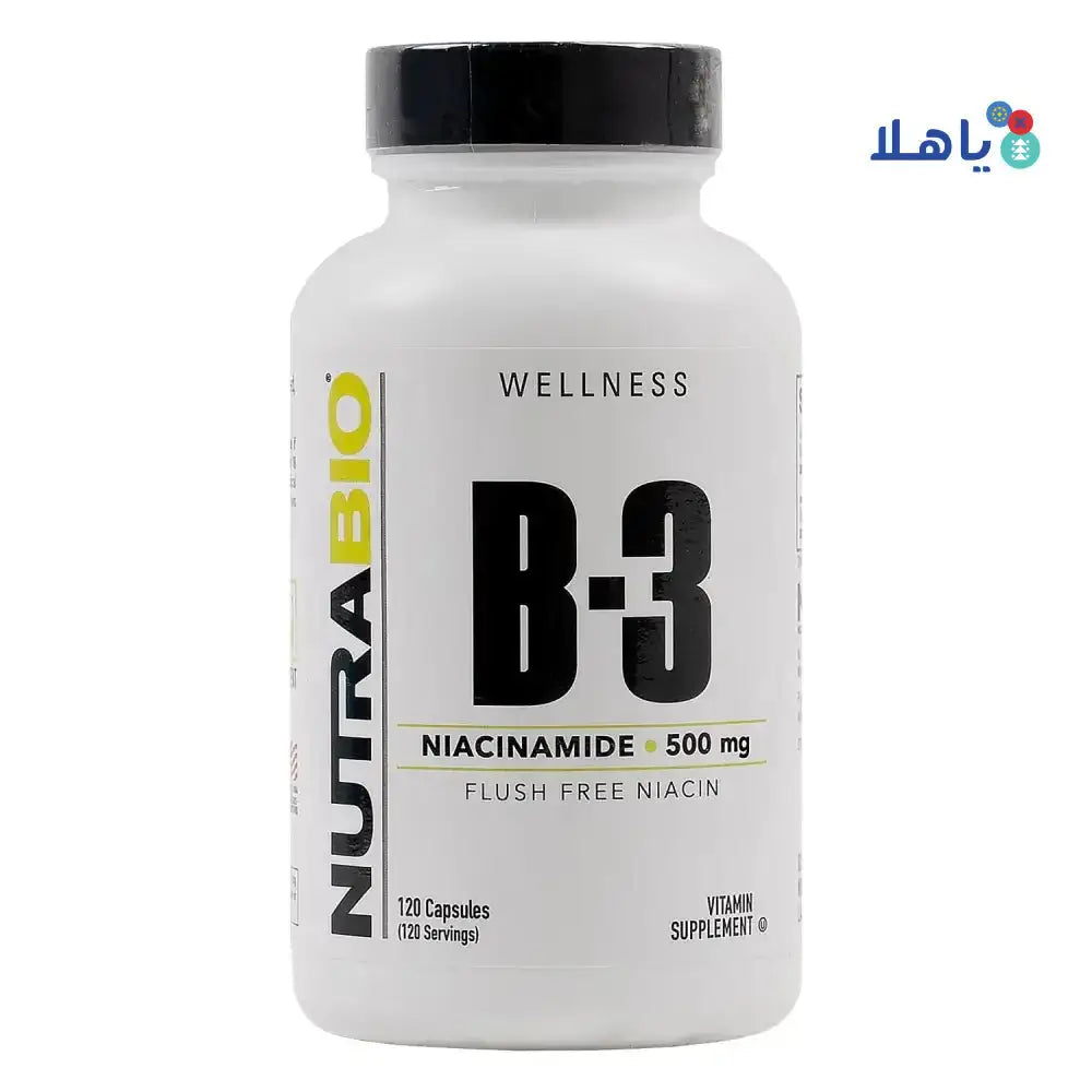 NUTRABIO - Nutrabio B - 3 Niacinamide 500mg 120Capsules - Pharmazone - 