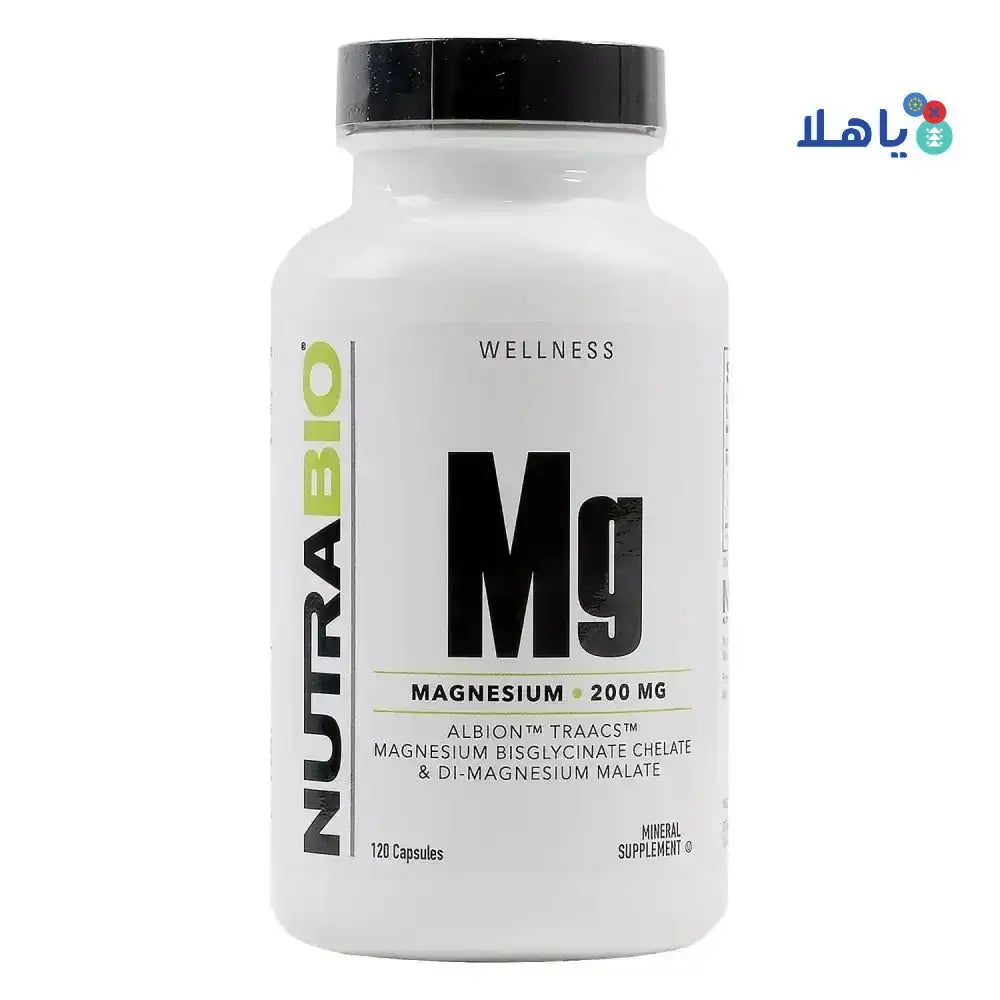 NUTRABIO - Nutrabio Mg Magnesium 200mg 120Capsules - Pharmazone - 