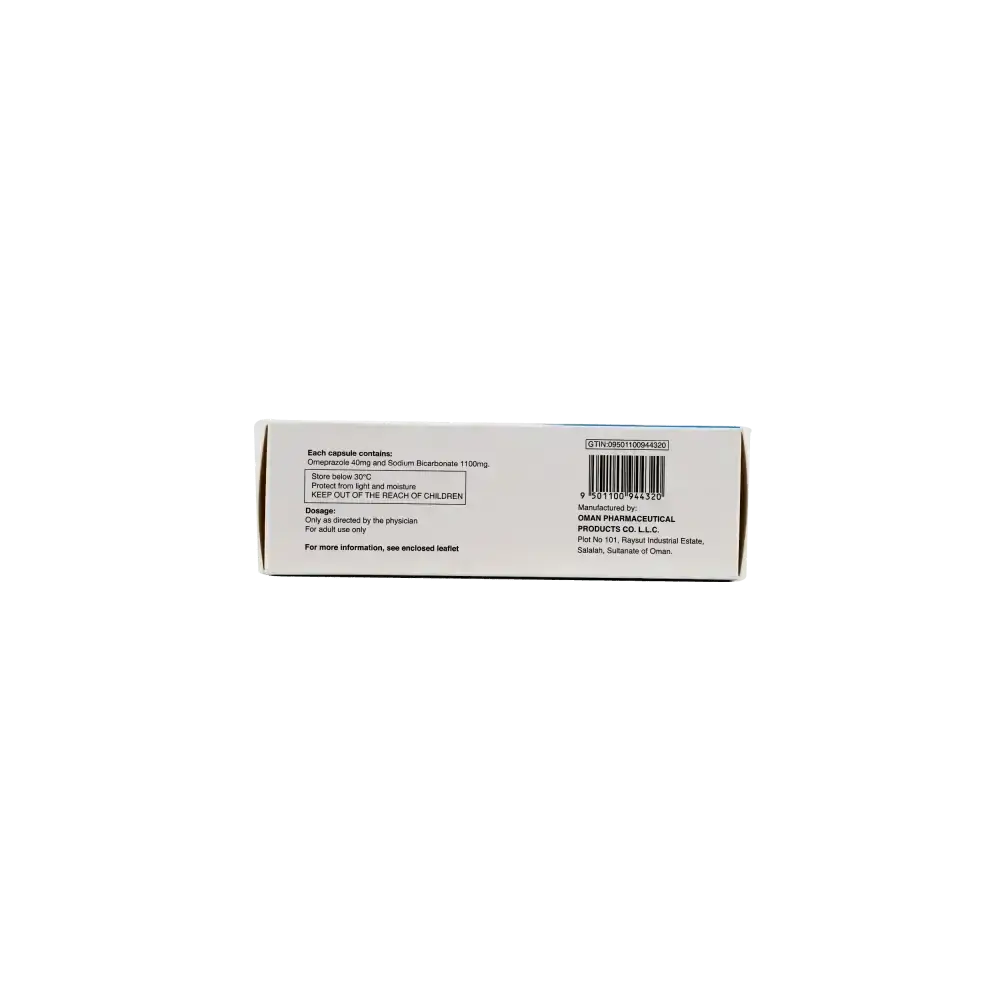 ZYNOVA - Omezyn Plus 40mg/1100mg 4x7 Capsules - Pharmazone - 