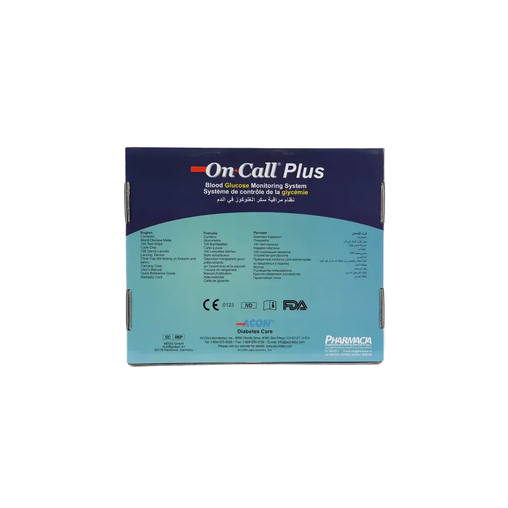 ACON - On Call Plus Glucometer+100 Strips+100 Lancets+Alc - Pharmazone - 