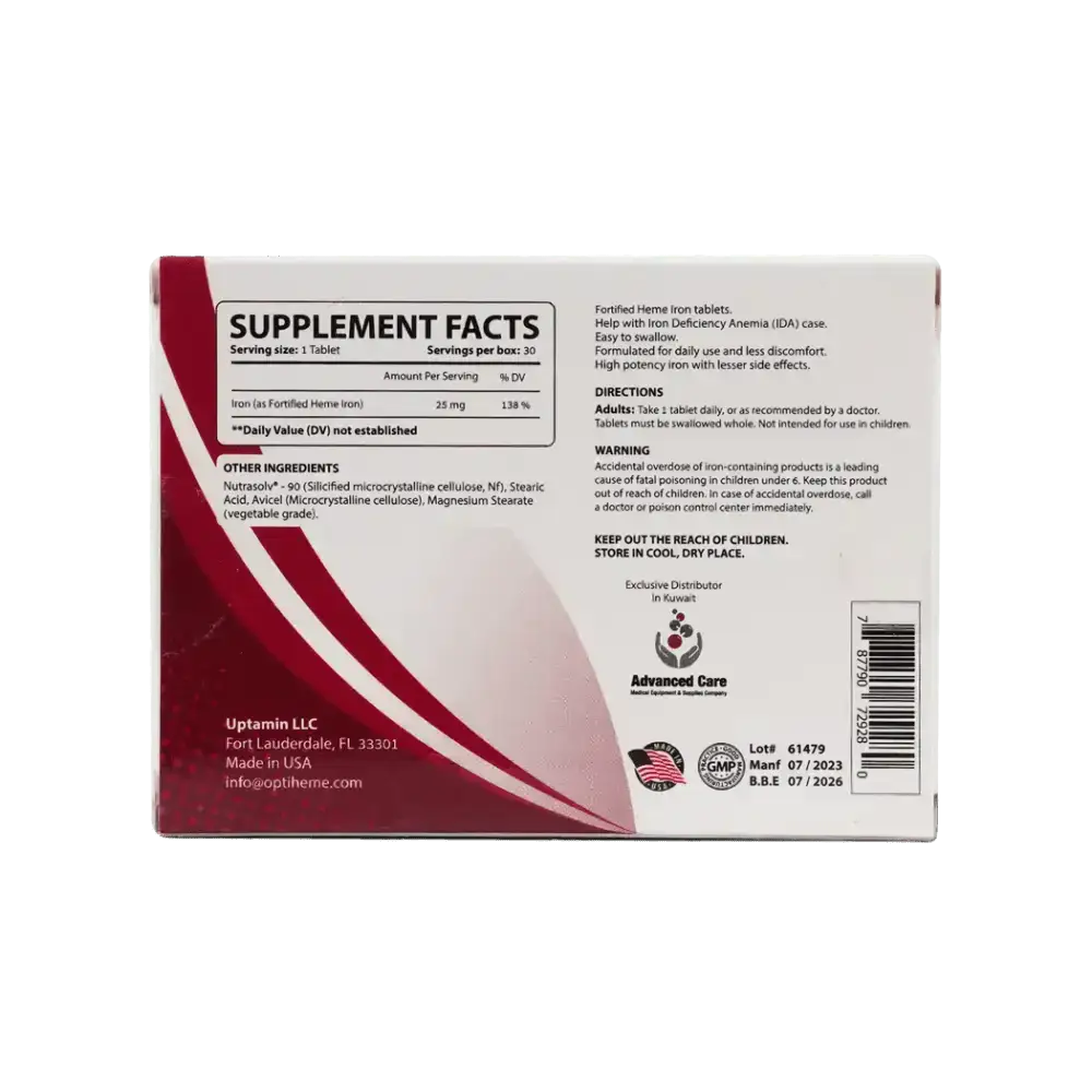 UPTAMIN - Opti Heme Iron 30 Tablets - Pharmazone - 