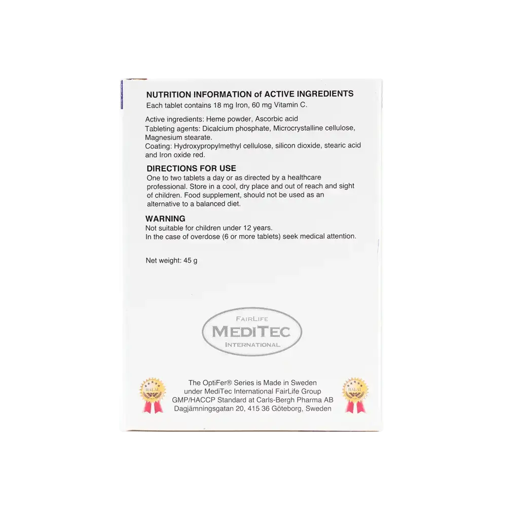 MediTec InterNational - Optifer C 18Mg Iron + 80Mg Vit - C 60 Tab - Pharmazone - 